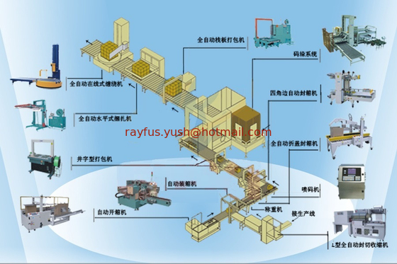 Automatic Packaging Line, Automatic Open Carton Box，Fill, Weigh, Seal, Strap, Stack, Wrap supplier