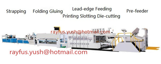 Automatic Pre-feeder Lead-edge Flexo Printer Slotter Die-cutter Folder Gluer Strapper Inline Machine, 1~6 color supplier